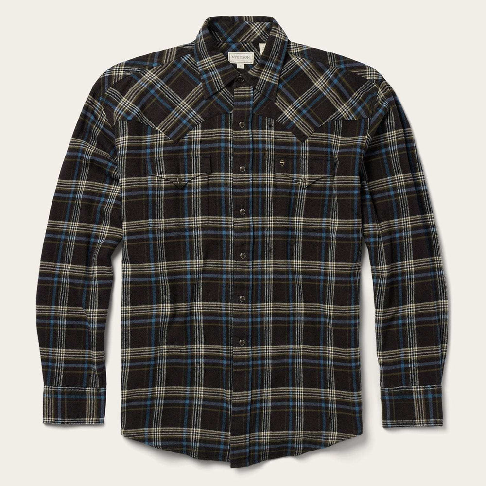 Stetson Brown Plaid Flannel Western Shirt - Stetson - Flyclothing LLC