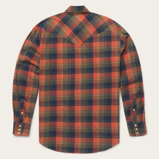 Stetson Classic Flannel Western Shirt in Orange and Blue Plaid - Stetson - Flyclothing LLC