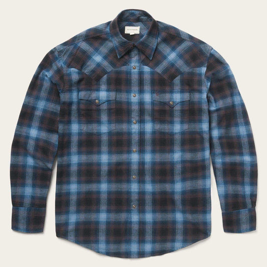 Stetson Classic Flannel Western Shirt in Blue Plaid - Stetson - Flyclothing LLC