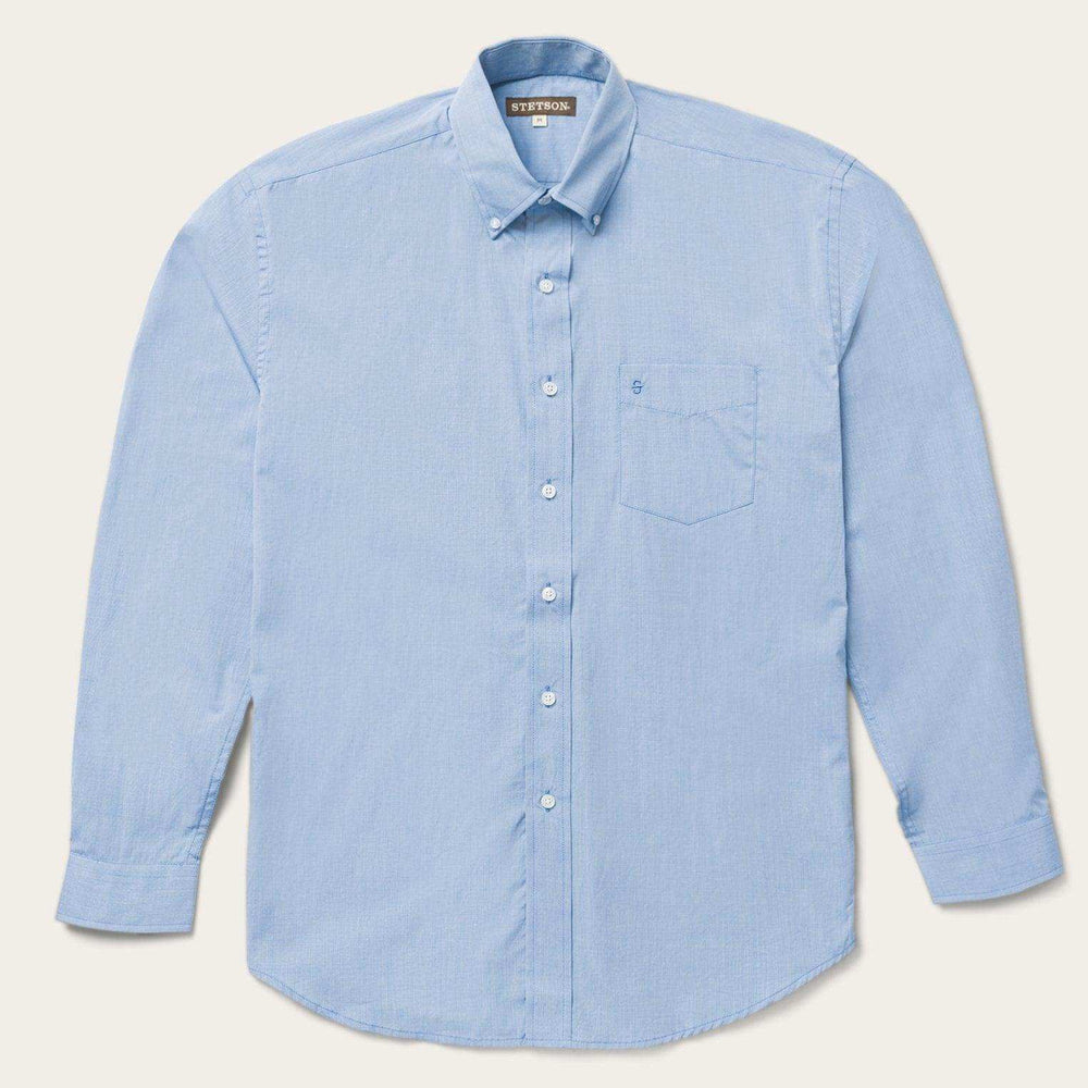 Stetson Blue Solid One-Pocket Snap-Front Shirt - Stetson - Flyclothing LLC