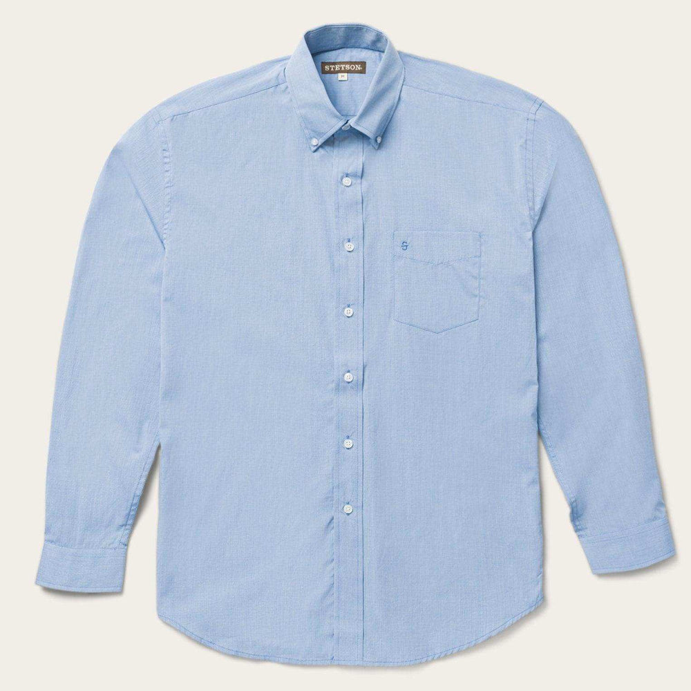 Stetson Blue Solid One-Pocket Snap-Front Shirt - Stetson - Flyclothing LLC
