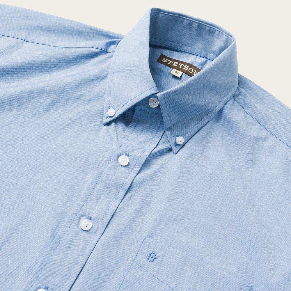 Stetson Blue Solid One-Pocket Snap-Front Shirt - Stetson - Flyclothing LLC