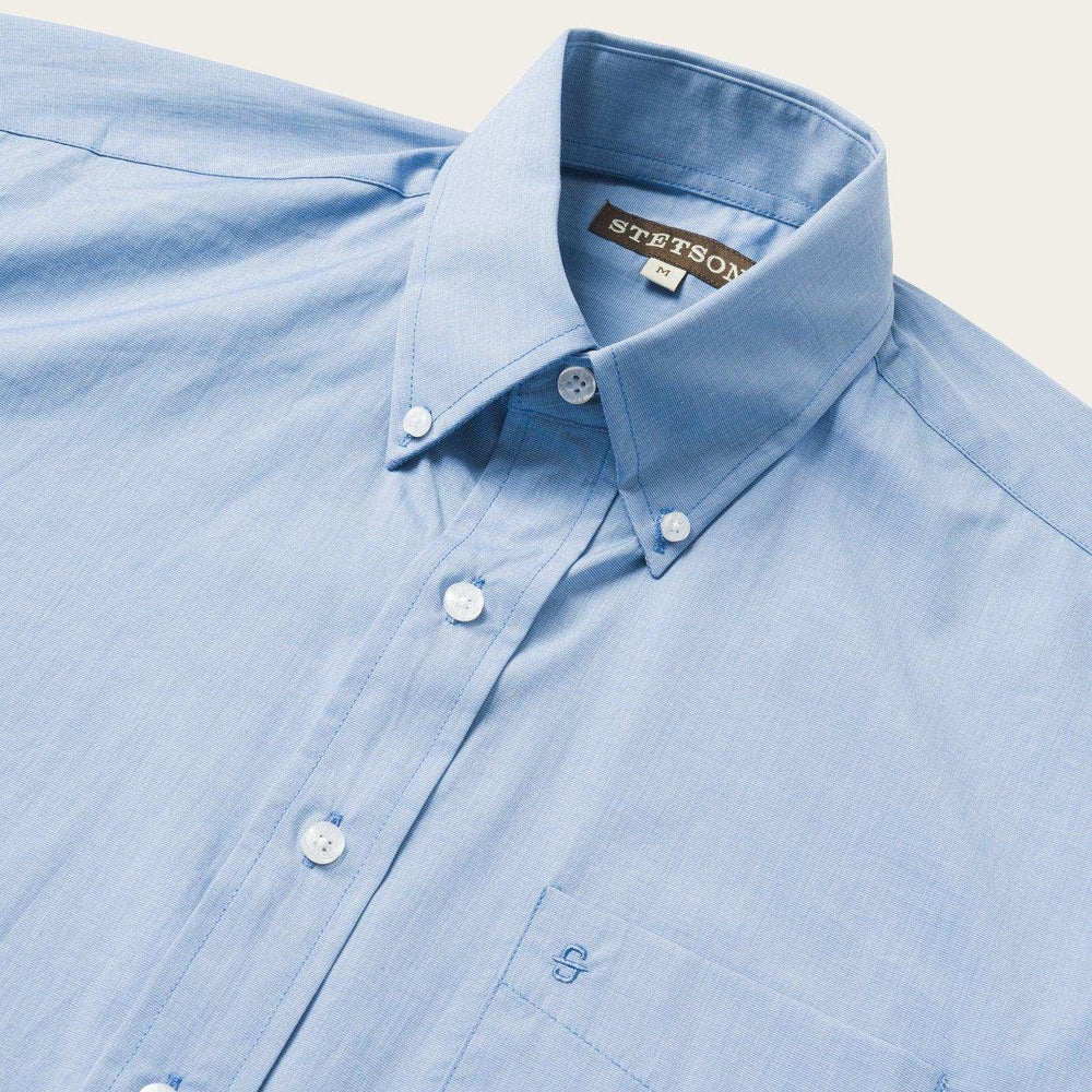 Stetson Blue Solid One-Pocket Snap-Front Shirt - Stetson - Flyclothing LLC