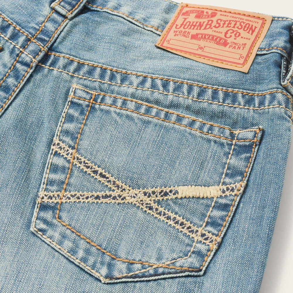 Stetson 1520 Fit Light Wash Jeans With Tacking - Stetson - Flyclothing LLC