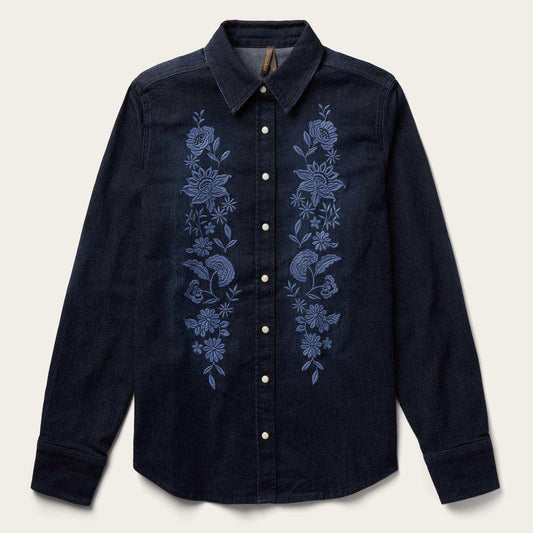 Stetson Embroidered Dark Denim Snap Front Blouse - Stetson - Flyclothing LLC