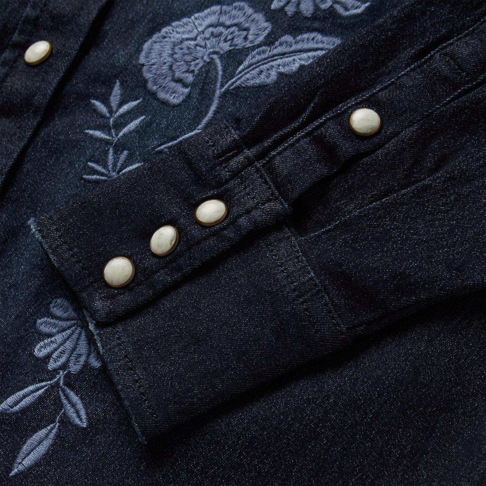 Stetson Embroidered Dark Denim Snap Front Blouse - Stetson - Flyclothing LLC