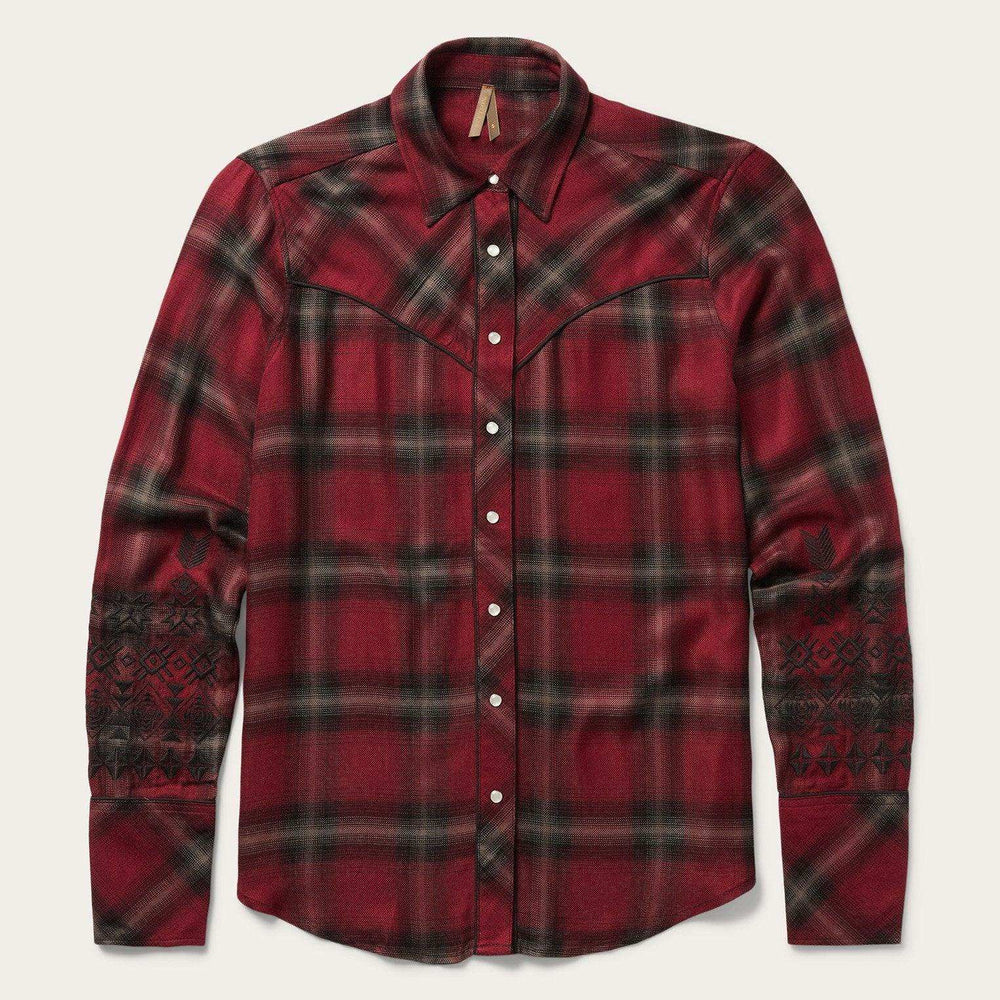 Stetson Western Plaid Wine Blouse - Stetson - Flyclothing LLC