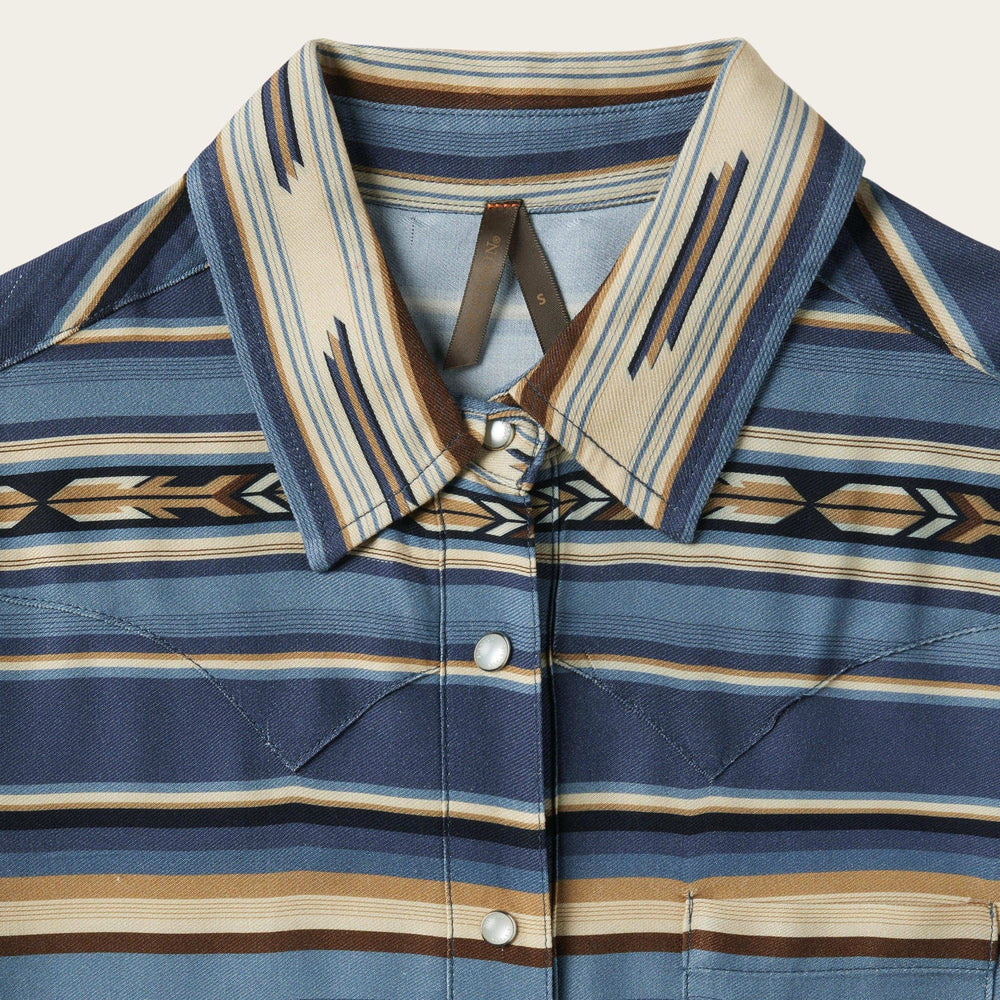 Stetson Indigo Serape Print Rayon Twill Blouse - Stetson - Flyclothing LLC