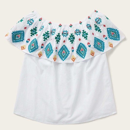 Stetson Bright Schiffli Embroidered White Cotton Lawn Top - Stetson - Flyclothing LLC