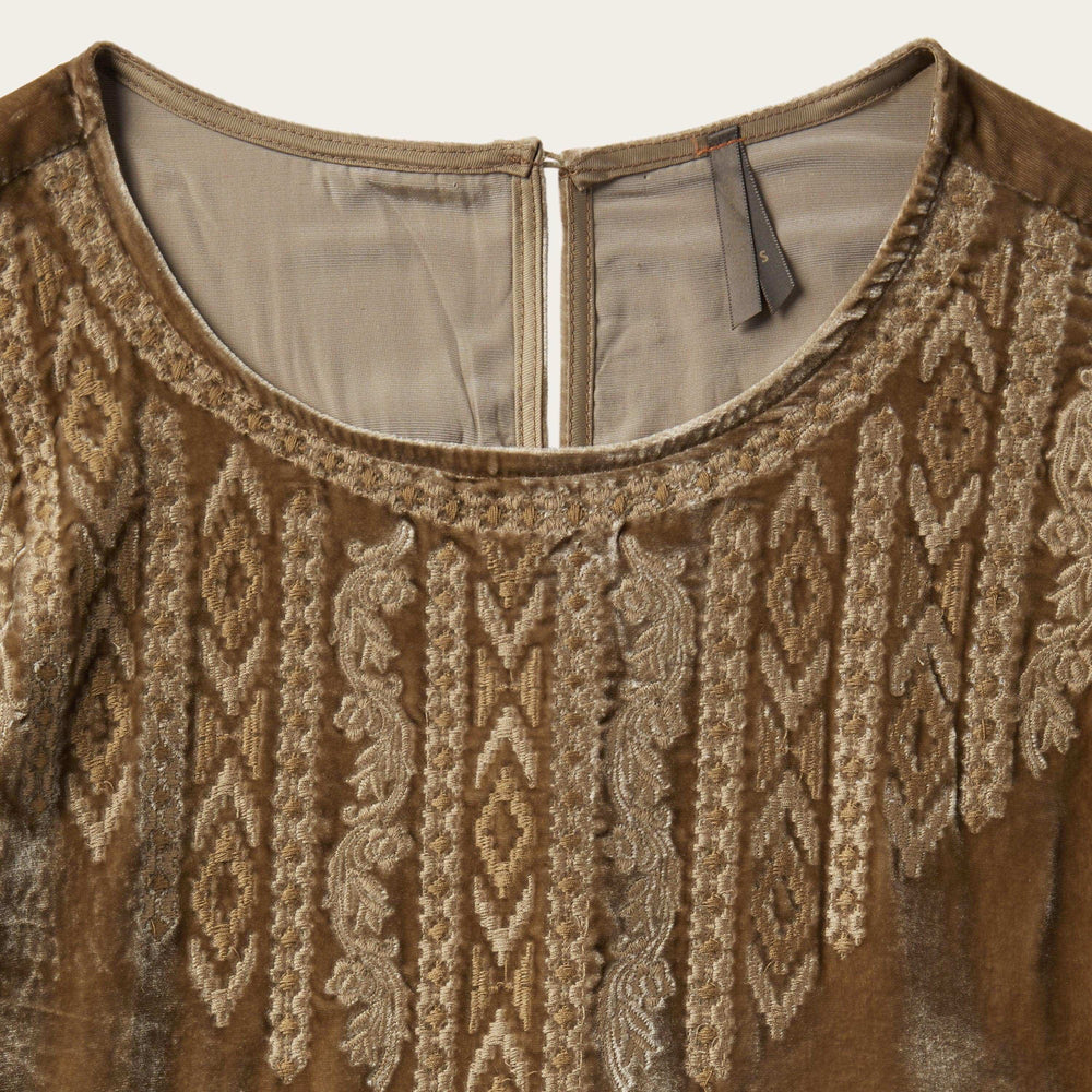 Stetson Khaki Velvet Babydoll Dress - Stetson - Flyclothing LLC