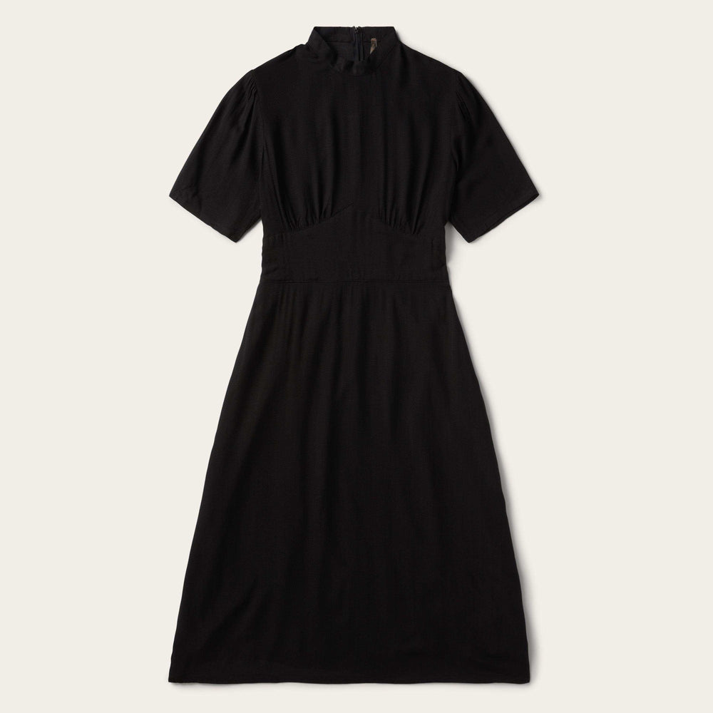 Stetson Black Rayon Herringbone Twill Midi Dress - Stetson - Flyclothing LLC
