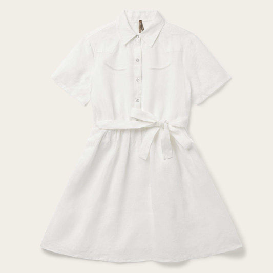 Stetson White Tonal Stripe Linen Shirt Dress - Stetson - Flyclothing LLC