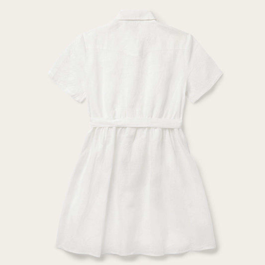 Stetson White Tonal Stripe Linen Shirt Dress - Stetson - Flyclothing LLC