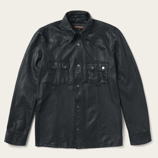 Stetson Black Leather Shirt Jacket - Stetson - Flyclothing LLC