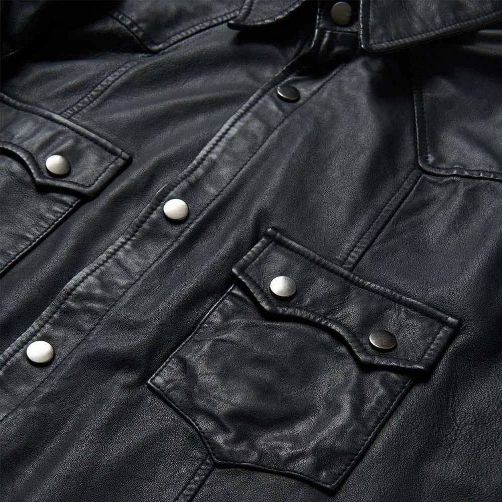 Stetson Black Leather Shirt Jacket - Stetson - Flyclothing LLC