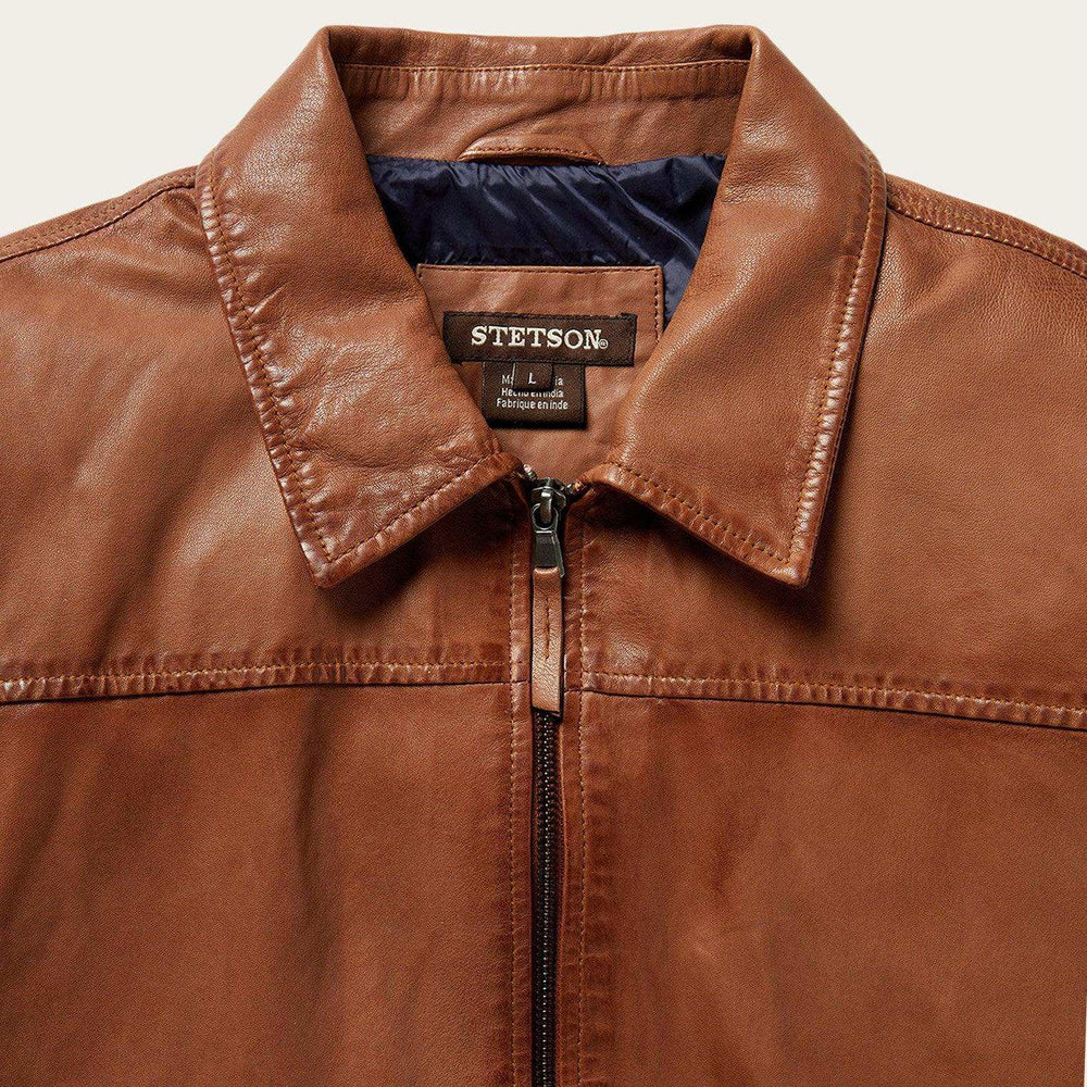 Stetson Zip-Front Lightweight Leather Jacket - Stetson - Flyclothing LLC