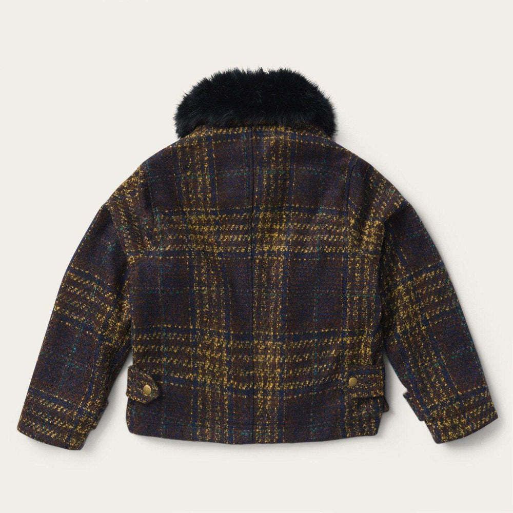 Stetson Navy Bouclé Plaid Oversized Coat - Stetson - Flyclothing LLC