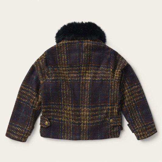 Stetson Navy Bouclé Plaid Oversized Coat - Stetson - Flyclothing LLC