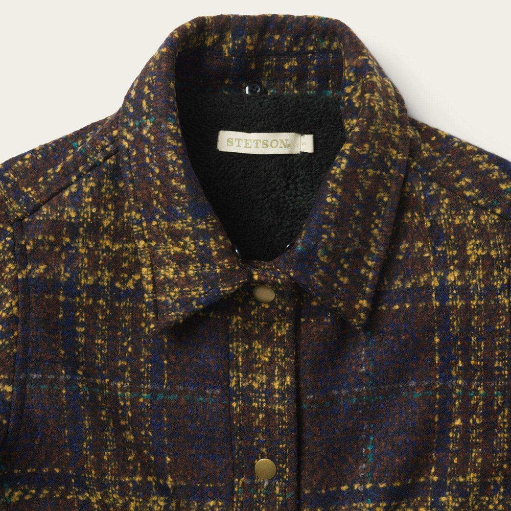 Stetson Navy Bouclé Plaid Oversized Coat - Stetson - Flyclothing LLC