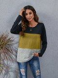 Color Block Round Neck Long Sleeve T-Shirt - Trendsi - Flyclothing LLC