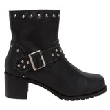 RideTecs Women's 6" Heeled Buckle Biker Boot Black - AdTec