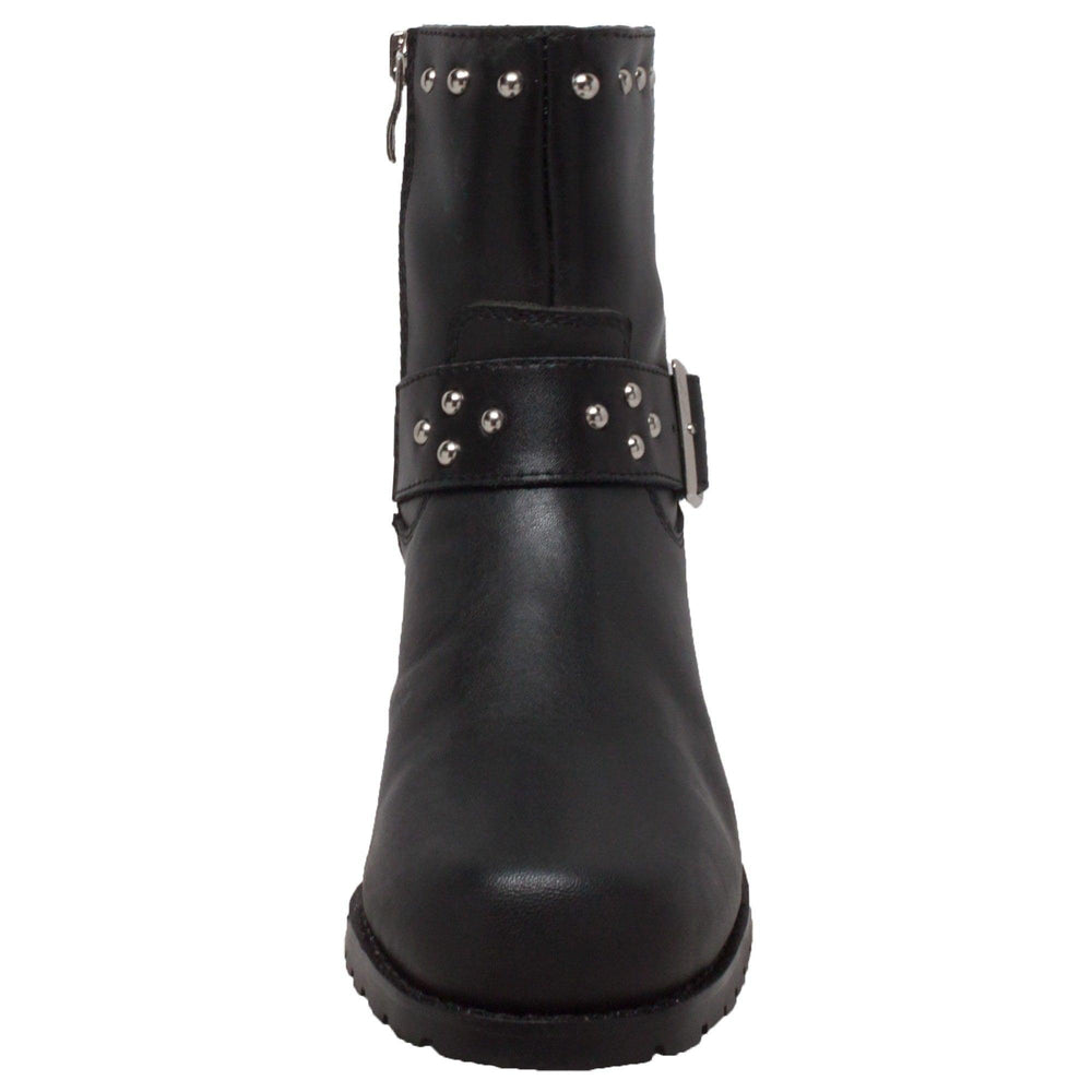 RideTecs Women's 6" Heeled Buckle Biker Boot Black - AdTec