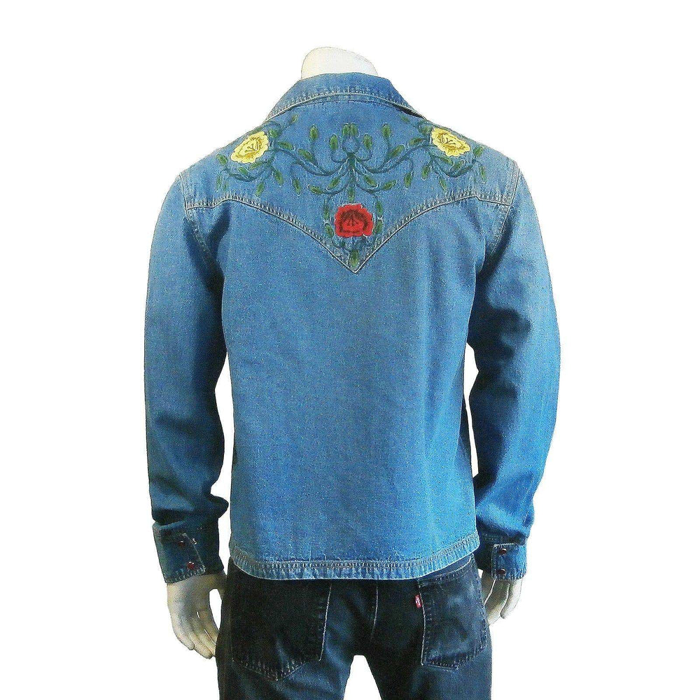 Rockmount Clothing Unisex Vintage Western Denim Bolero Jacket with Floral Embroidery - Rockmount Clothing - Flyclothing LLC