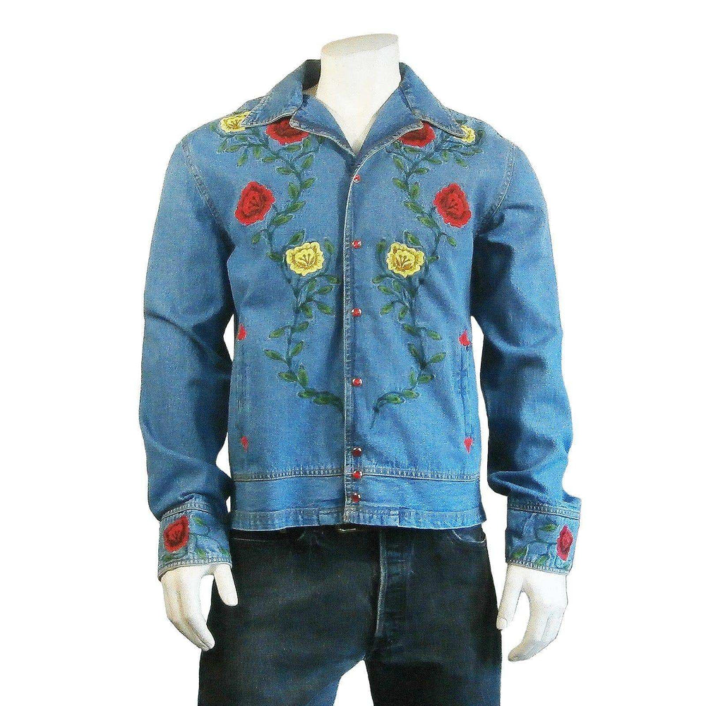 Rockmount Clothing Unisex Vintage Western Denim Bolero Jacket with Floral Embroidery - Rockmount Clothing - Flyclothing LLC