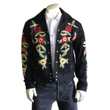 Men's Vintage Western Bolero Jacket with Red Floral Embroidery - Rockmount Clothing - Flyclothing LLC