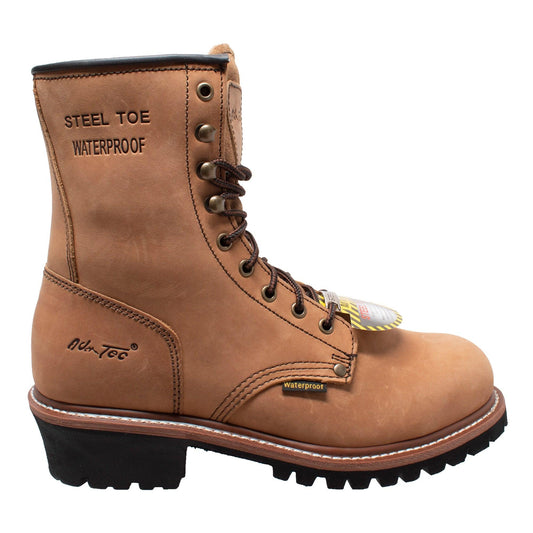AdTec Men's 9" Waterproof Steel Toe Logger Brown - Flyclothing LLC