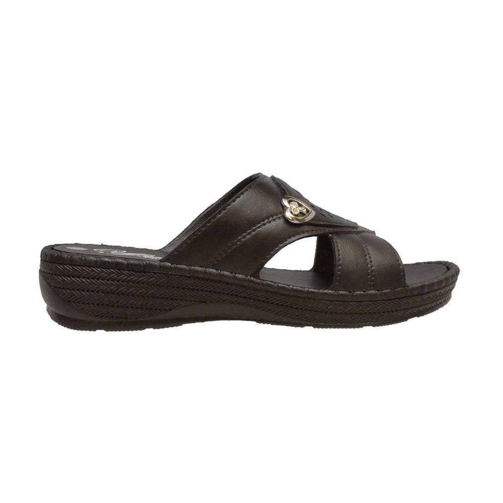 YFM Women's Low Heel Slip On Sandal Black - Rocsoc - Flyclothing LLC