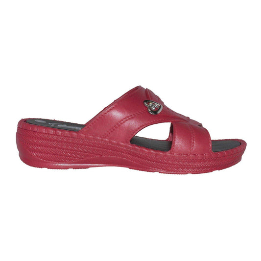 YFM Women's Low Heel Slip On Sandal Red - Rocsoc - Flyclothing LLC