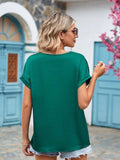 V-Neck Cuffed Blouse - Trendsi - Flyclothing LLC
