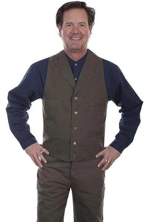 Scully KHAKI CANVAS VEST - Scully Leather - Flyclothing LLC