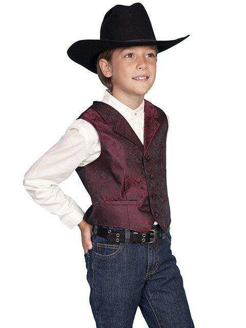 Scully BURGUNDY KIDS PAISLEY VEST - Scully Leather - Flyclothing LLC
