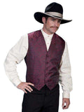 Scully BURGUNDY NO LAPEL PAISLEY VEST - Scully Leather - Flyclothing LLC