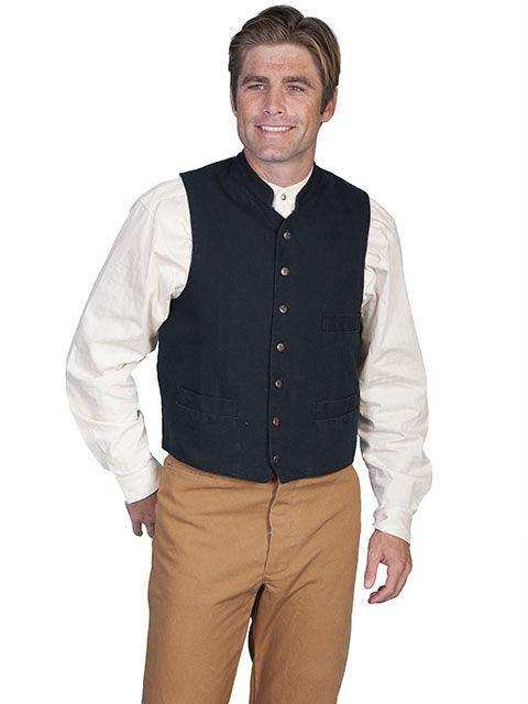 Scully BLACK STANDUP ROUND COLLAR VEST - Scully Leather - Flyclothing LLC