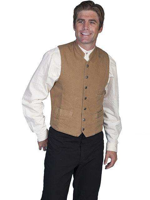 Scully BROWN STANDUP ROUND COLLAR VEST - Scully Leather - Flyclothing LLC