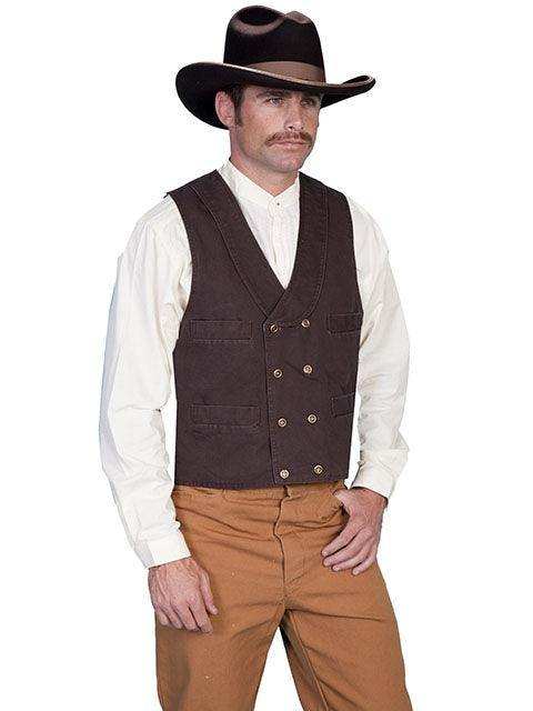 Scully WALNUT DOUBLE BREASTED CANVAS VEST - Scully Leather - Flyclothing LLC