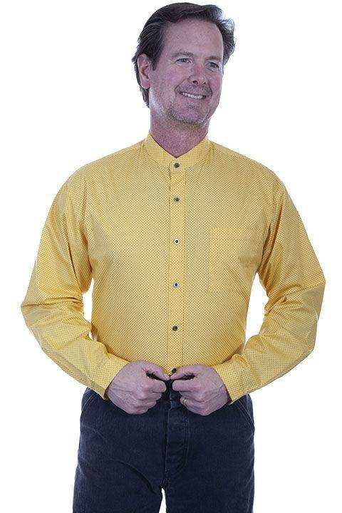 Scully YELLOW BUTTON FRONT BAND COLLAR SHIRT - Scully Leather - Flyclothing LLC
