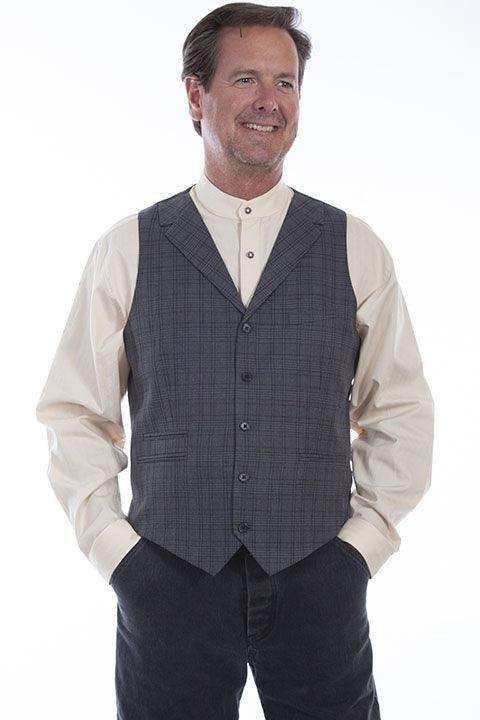 Scully CHARCOAL PLAID POINT BOTTOM VEST - Scully Leather - Flyclothing LLC