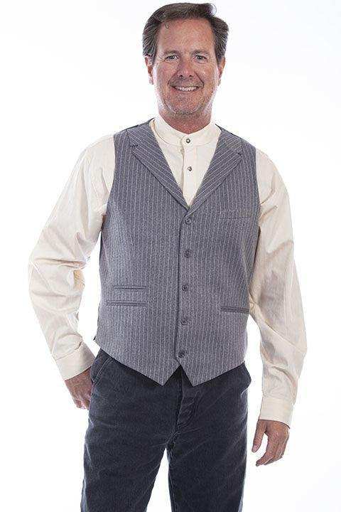 Scully HEATHER GREY PINSTRIPE POINT BOTTOM VEST - Scully Leather - Flyclothing LLC