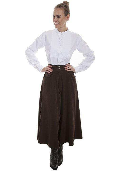 Scully BROWN SUEDED RIDING SKIRT - Scully Leather - Flyclothing LLC