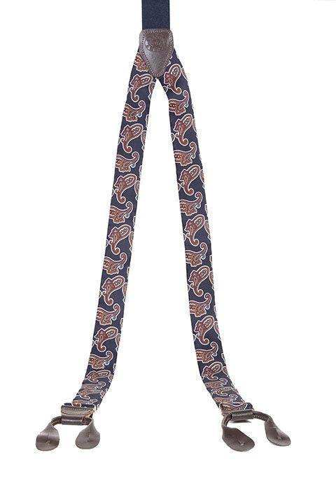 Scully NAVY LADIES SILK PAISLEY SUSPENDERS - Scully Leather - Flyclothing LLC