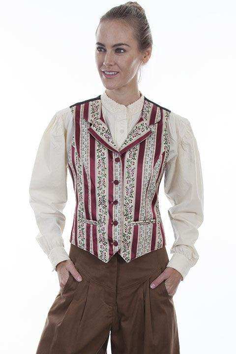 Scully BURGUNDY WALLPAPER STRIPE VEST - Scully Leather - Flyclothing LLC
