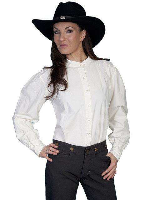 Scully IVORY PERUVIAN COTTON PLEATED FRONT BLOUSE - Scully Leather - Flyclothing LLC