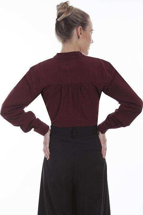 Scully BURGUNDY PAISLEY BIB FRONT BLOUSE - Scully Leather - Flyclothing LLC