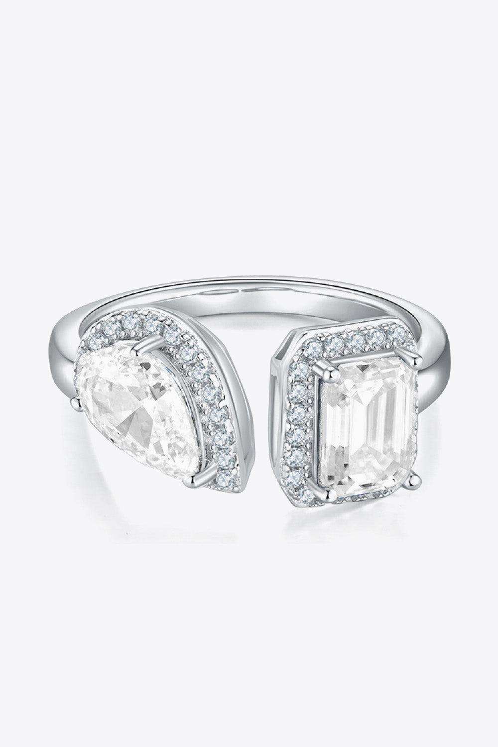 1 Carat Moissanite 925 Sterling Silver Open Ring - Trendsi - Flyclothing LLC