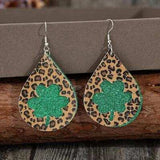 Leopard Hollowed Leather Teardrop Earrings - Trendsi - Flyclothing LLC