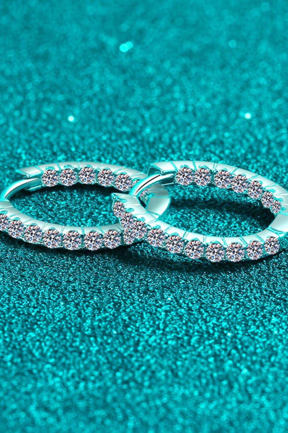 Moissanite 925 Sterling Silver Huggie Earrings - Trendsi - Flyclothing LLC